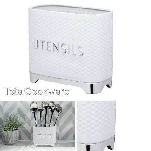 Kitchencraft Lovello Best Utensil Holder, Textured Geometric Hexagon Pattern