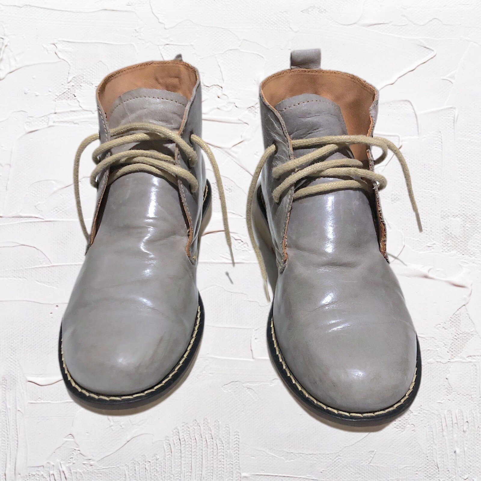 light grey lace up boots