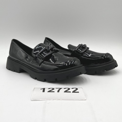 Vera Creation Shoes Womens 6.5 Black Patent Leather Chunky Platform Loafers