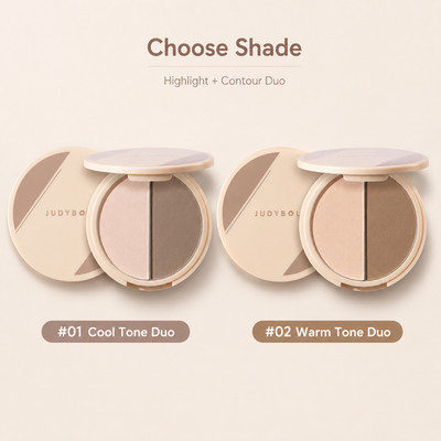 JUDYDOLL Highlight & Contour Duo Face Palette Cool/Warm Tone Choose Shade