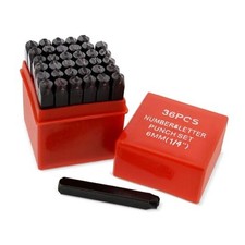 Metal Large 1/4in Stamping 36-Piece Tool Kit   Alphabet, Numbers, 1/4" Set