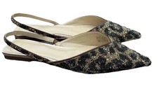Betsey Johnson Flats Sz 6 Leopard Rhinestone SB-Vance Pointed Toe Slingback Shoe