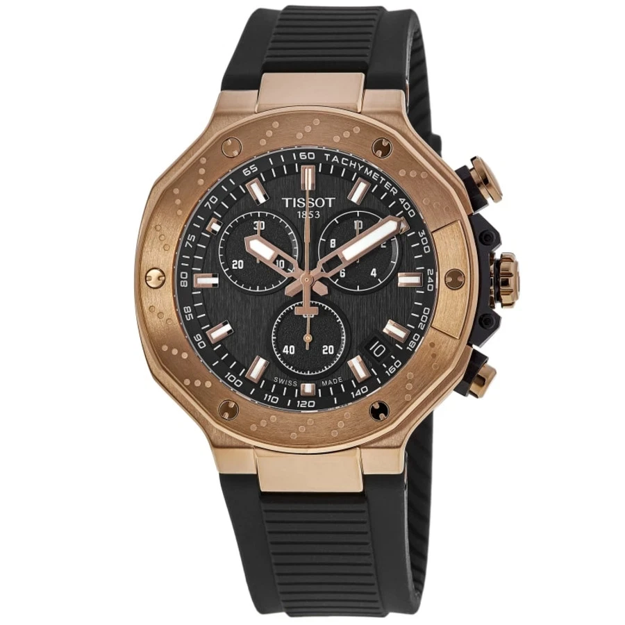 New Tissot T-Race Chronograph Black Dial Rubber Men's Watch T141.417.37.051.00