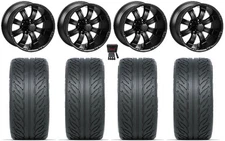 LSI Casino 14" Golf Wheels Black 255x45 Fusion GTR Tires E-Z-GO & Club Car