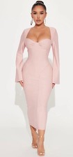 Fashion Nova Lily Rose Midi Dress - Blush - Size L - OUT OF STOCK
