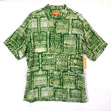 NEW JAMS WORLD Honolulu Retro Geometric Crinkle Resort Relaxed Button Up Shirt M