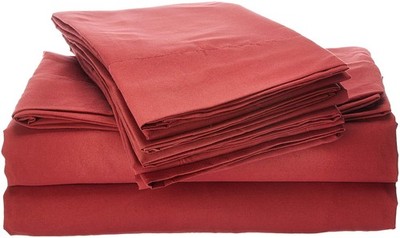 King Burgundy Bed Linen Set With Elastic Corners And Built In Sheet Straps