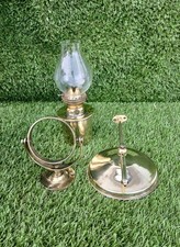 Vintage Brass Ships Oil Lamp With Gimbal Bracket,  Glass Shade And  Smoke Cover