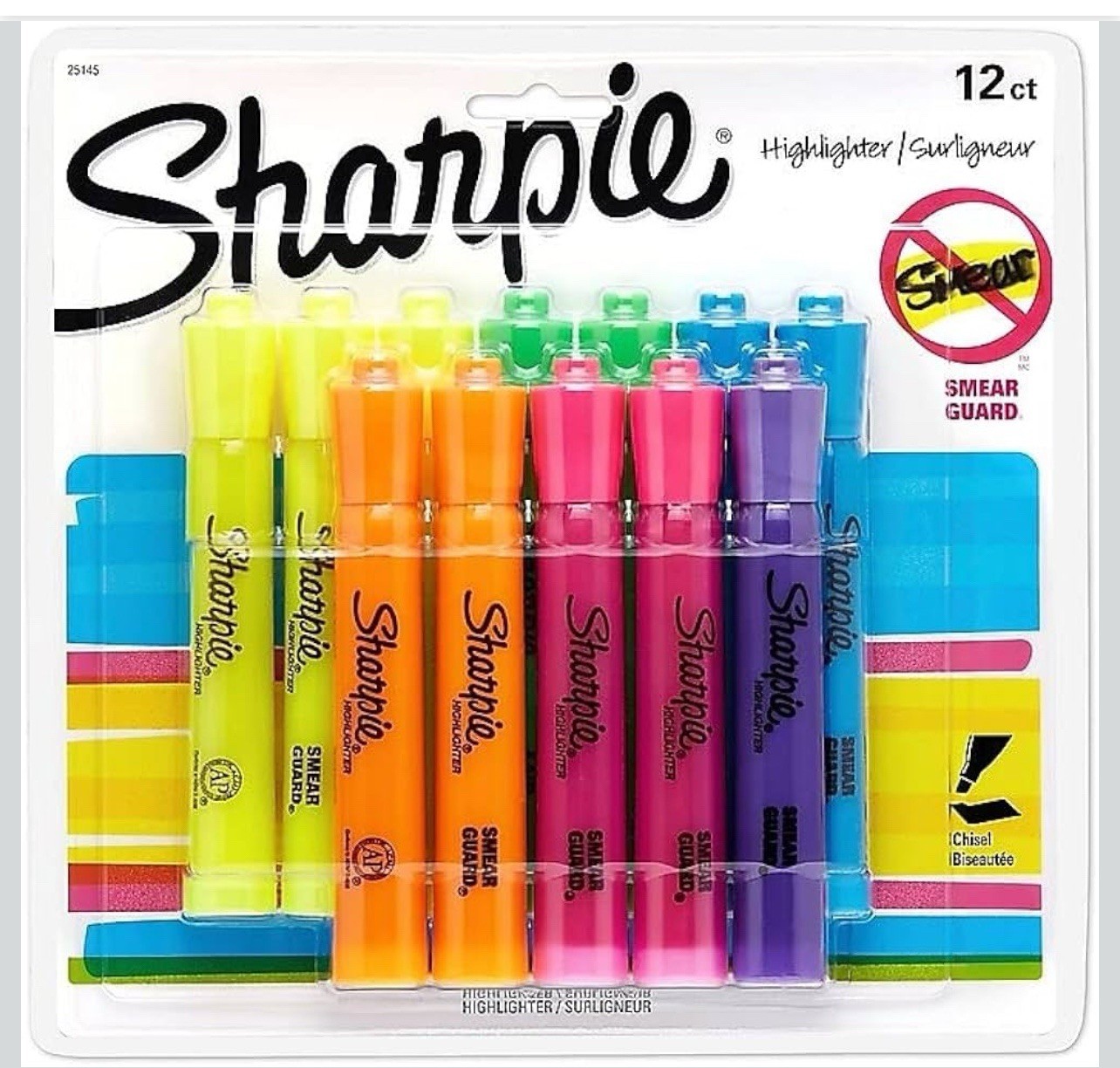SHARPIE Tank Style highlighters, Assorted Ink Colors,Chisel 