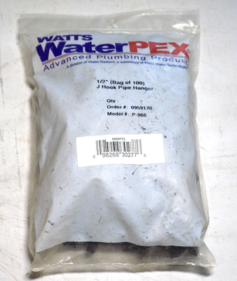#ad Water Pex J Hook 1 2” Pipe Hangers 1 Bag 100 Count Watts MPN P960 Black $19.73