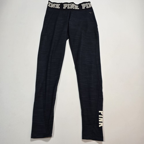 PINK Victorias Secret Ultimate Full Length Gray Leggings Logo Waistband Small