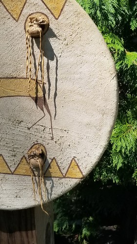TAMBOR DE MANO DE CUERO INDIO NATIVO AMERICANO PINTADO A MANO HECHO A MANO 21" DIÁMETRO - Imagen 8 de 21