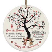 8 Years Love Story Ornament Happy 8th Anniversary Reindeer Couple Christmas Gift