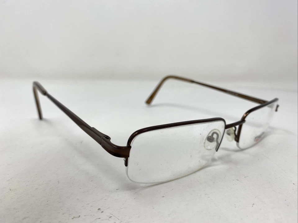 Marco de gafas TIMEX MAX L004 BR 59-19-155 de media montura de metal marrón ED20 Foto 3 de 4