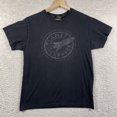 Vintage Futurama Planet Express T-Shirt Adult Large Black Y2K Cartoon TV Promo