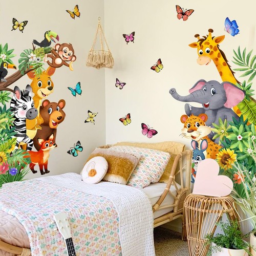 Jungle Animal Wall Sticker Set - Features Monkey Leopard Zebra Bear Giraffe &... - Picture 6 of 7