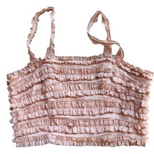 Coquette Pink Ruffle Crop Top Lg Party Fairy Flirty Going out Summer festival