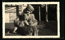 Photo Postcard Lady in Fur Coat with Fox Terrier 