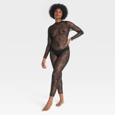 Auden Women's Allover Lace Lingerie Catsuit Black Size XS