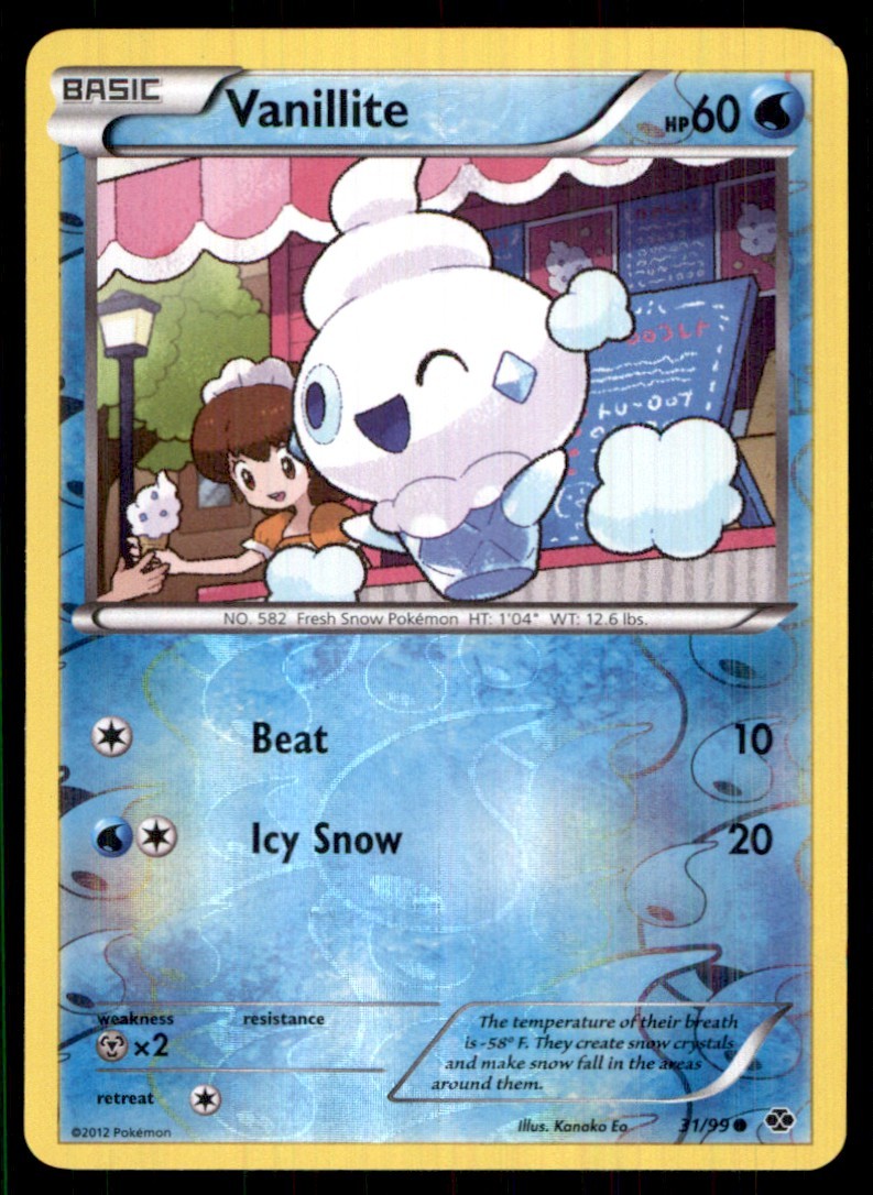 2012 Black & White - Next Destinies Reverse Holo Vanillite Basic/Common #31