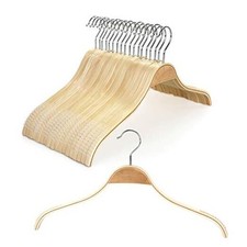 Slim Wood Hangers with Extra Soft Non-Slip Rubber Grips, 18 18 PCS Natural