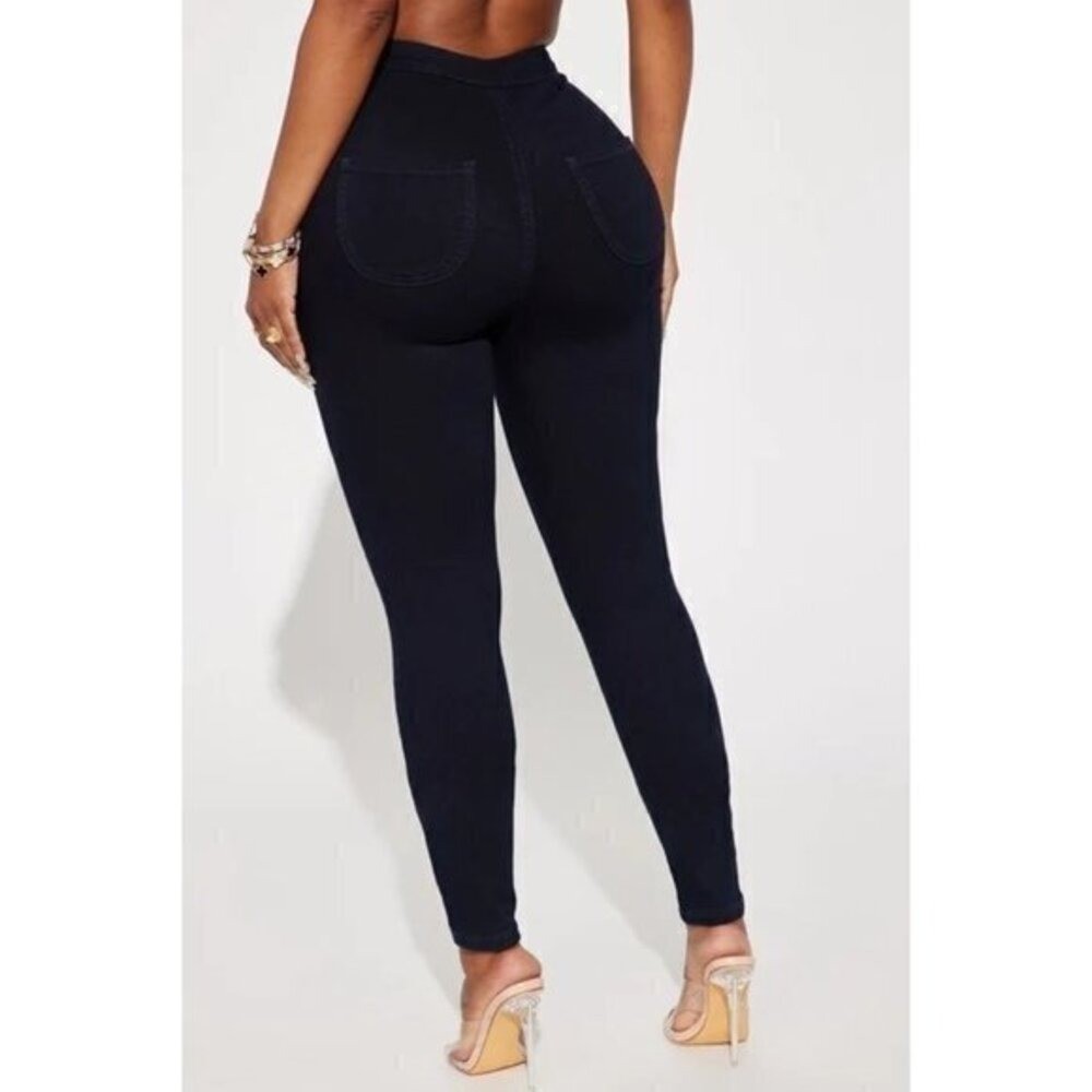 Super High Waist Indigo Denim Skinnies Size 15 for Curvy Fit image 5