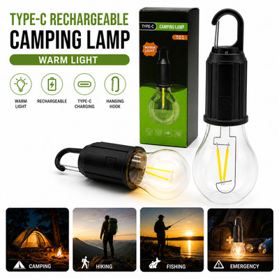 LED Campinglampe USB-C wiederaufladbar Hängelampe 3 Modi