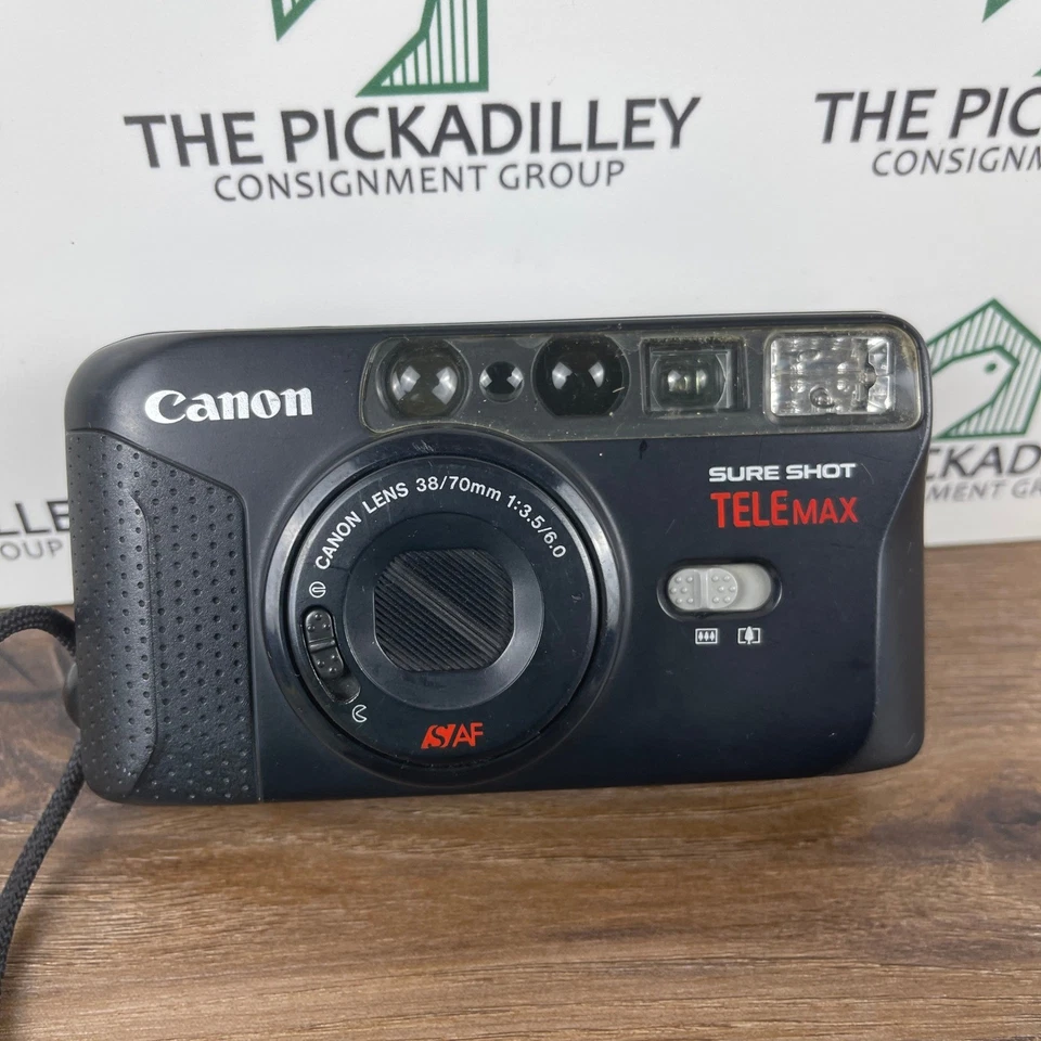 Cámara fotográfica Canon Sure Shot TELEMAX fecha apuntar y disparar 35 mm lente 38/70 mm PROBADA Foto 3 de 4