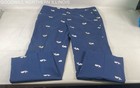 Vintage Preppy Navy Blue Nautical Whale Embroidered Flat Front Pants Size 42x32"