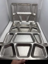 3 US Military Mess Hall Divided Food Trays US Stainless Steel Camp Survivalist