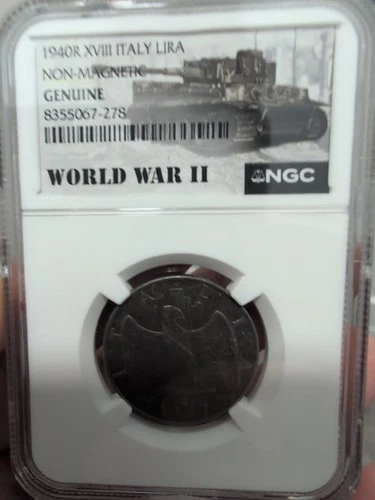 Italy Vittorio Emanuele 1940 R XVIII 1 Lira WWII Issue NGC