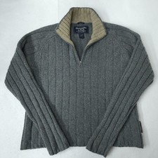 Vintage Y2K Abercrombie  Fitch Men  s L 1/4 Zip Lambswool Muscle Sweater Gray