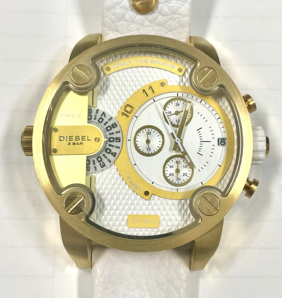 Genuíno Little Daddy Diesel Novo em Folha Relógio Banhado a Ouro DZ7273 52MM - Imagem 2 de 4