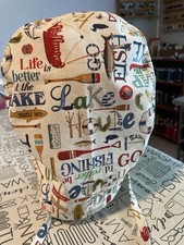 Tie Back Scrub Hat/fishing theme