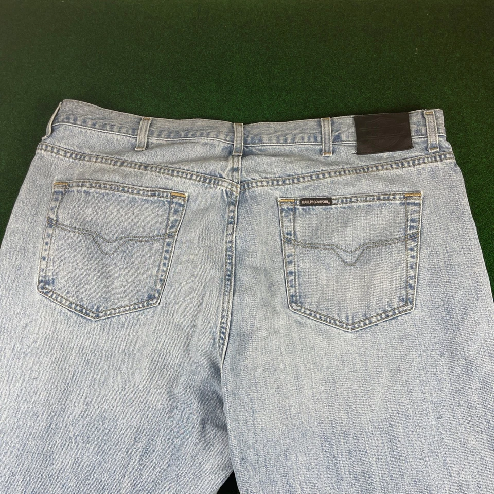 Подлинные мужские джинсы Harley Davidson MotorClothes 44x30 легкая стирка джинсовая ткань синие - Изображение 3 из 4