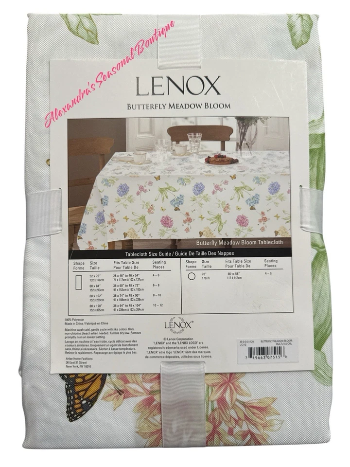 LENOX BUTTERFLY MEADOW BLOOM TABLECLOTH 60“X 102“ RECTANGULAR NEW - Image 4 of 4