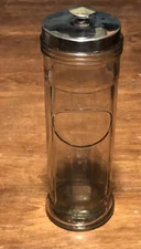 Vintage Clear Ribbed Glass 10" General Store Candy Display Cannister W/  Lid