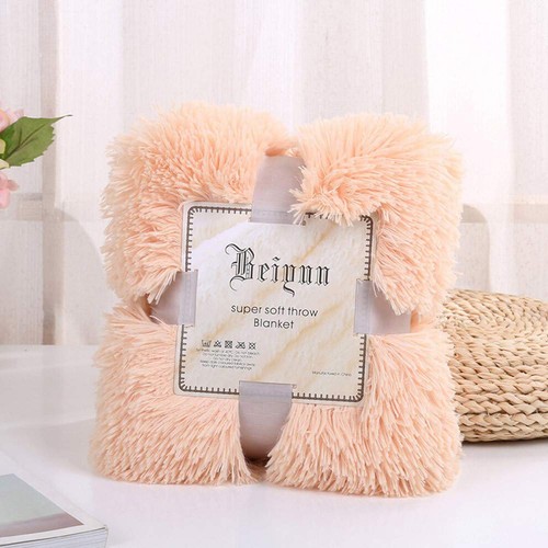 Long Pile Plush Sherpa Throw Blanket Super Soft Faux Fur Warm Shaggy Reversible - Picture 21 of 58
