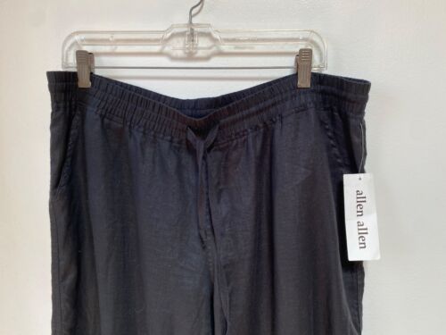 NWT Allen Allen XL Black Linen Long Wide Leg Pants Trousers Beachy Boho Travel - Picture 5 of 9