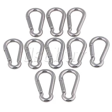 10PCS M4 Spring Buckles Spring Snap Hook Carabiner 304 Stainless Steel Clips