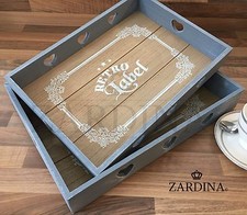 Catania - Shabby Chic Vintage Style Serving Tray (Duck Egg Blue & Almond)