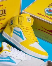 Lakai X Pacifico Telford SMUHigh Top Skate Sneaker-Yellow/Cyan-Mens Size 11-NWOB