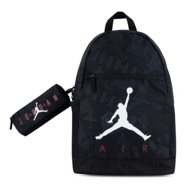 New Nike Air Jordan Big Kids Backpack SCHOOL Laptop BAG With Pencil Case Black