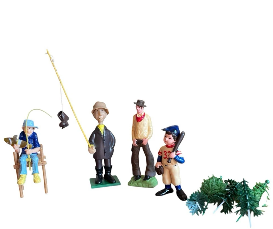 CUATRO Wilton Cake Topper Vaquero Hombre en Muelle Viejo Hombre Botas de Pesca Jugador de Béisbol Foto 2 de 4