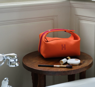 NEW HERMES Bride a Brac GM Large Orange Feu Toile Canvas