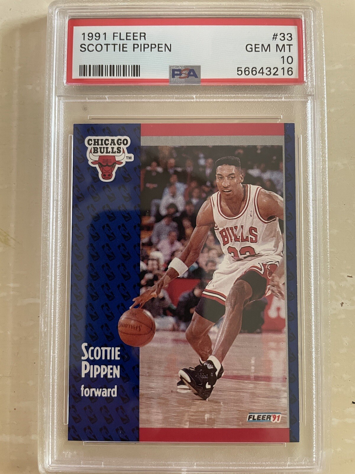 1991 FLEER #33 SCOTTIE PIPPEN BULLS HOF PSA 10 LOW POP NEW LABEL