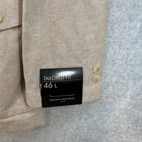 NEW! Banana Republic 46L Linen Blend Blazer 4 Pocket 3 Button Classic Tan Linen - Picture 5 of 11