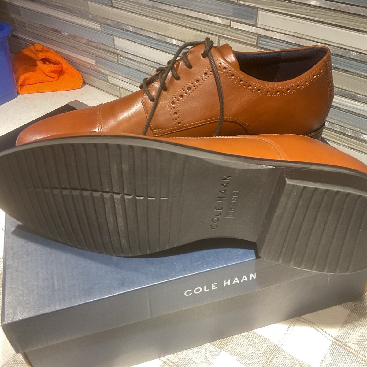 Cole Haan C37333 Mens Grand Dress Cap Toe Oxford British Tan  display picture 1