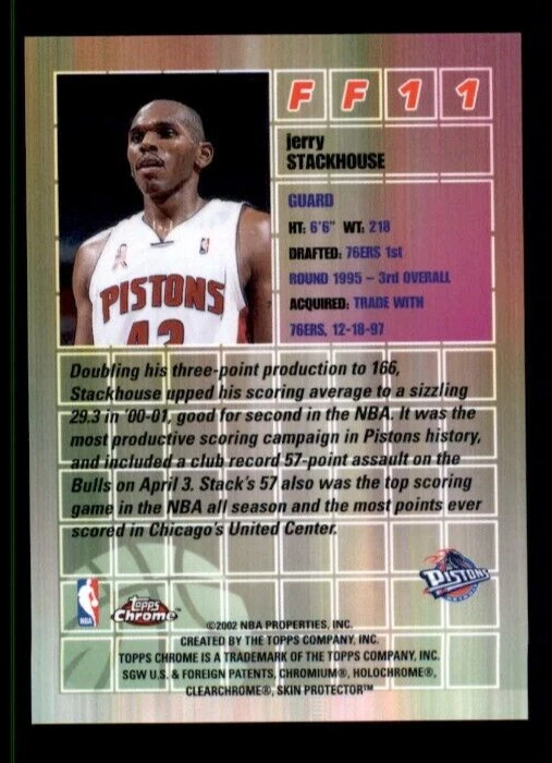 2001-02 Topps Chrome Fast and Furious #FF11 Jerry Stackhouse. - Image 2 of 2