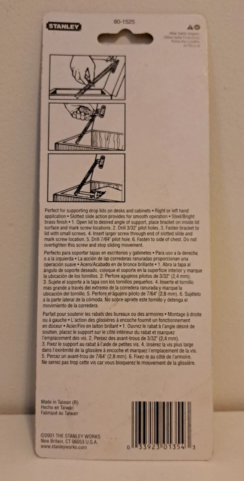 Soporte de tapa de brazo Stanley 7,5” 80-1525 acero acabado latón brillante vintage 1999 Foto 2 de 2